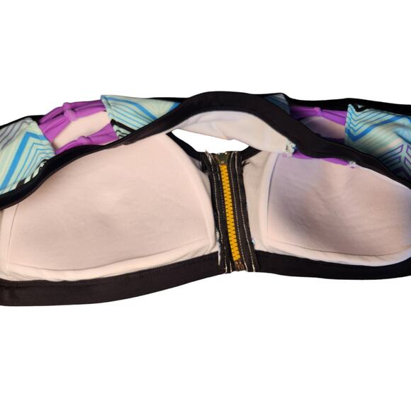 Swimsuits for All Blue and Purple Strapless Bikini Top Zip Front Size 16 - Picture 4 of 5